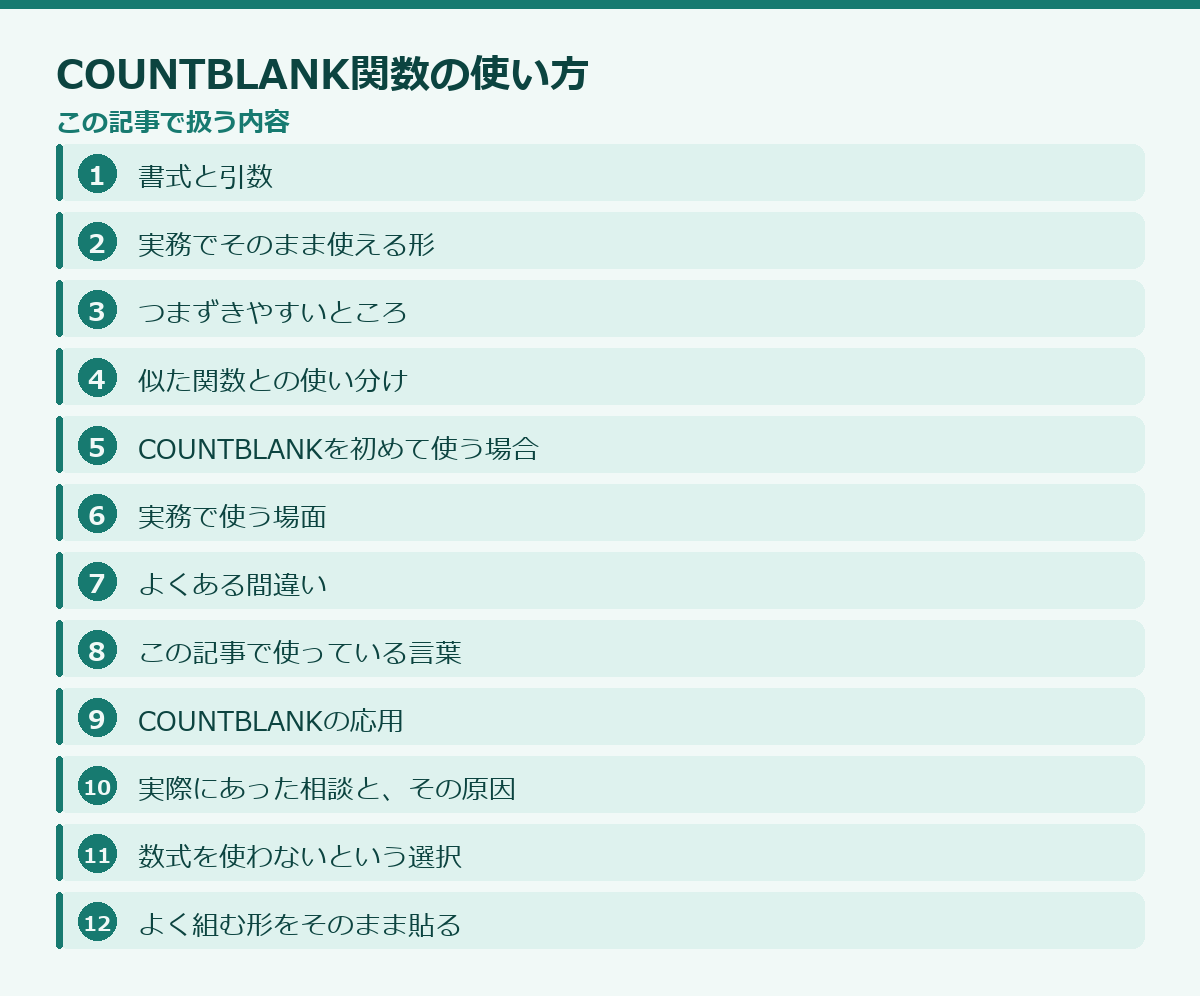 COUNTBLANK関数の使い方の記事構成図