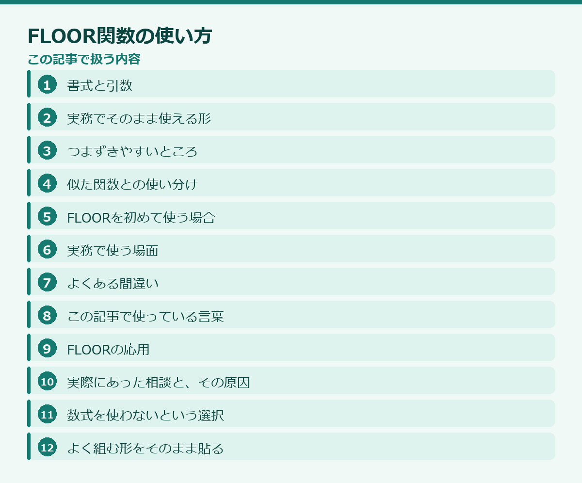 FLOOR関数の使い方の記事構成図