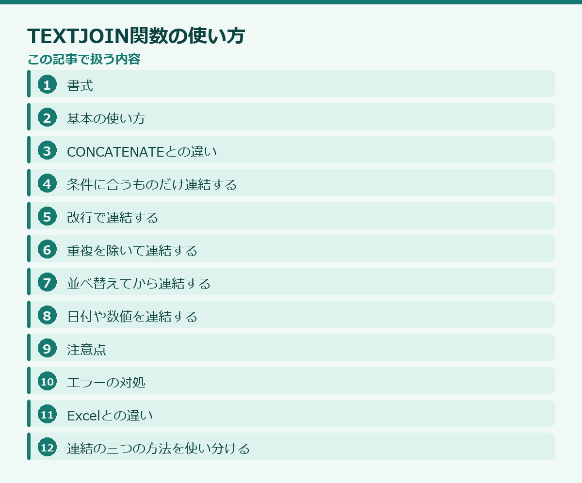 TEXTJOIN関数の使い方の記事構成図